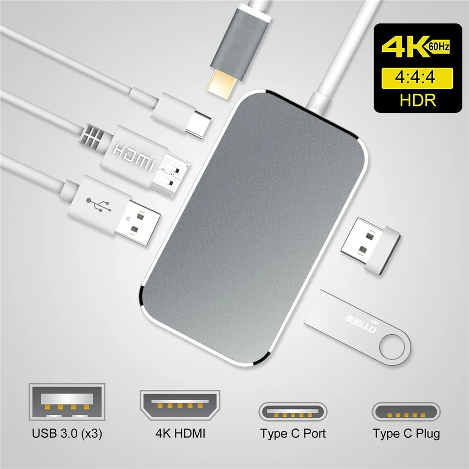 

2019 USB 3.1 HUB Type C to HDMI Adapter 100W PD Charging Thunderbolt 3 USB C Hub for MacBook Samsung Galaxy S9 Huawei P20 Pro