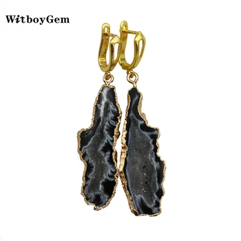 

WitboyGem Natural Druzy Agates Drop Dangle Earrings For Women Bohemia Quartz Drusy Eardrop Lady Crystal Geode Earrings EA002