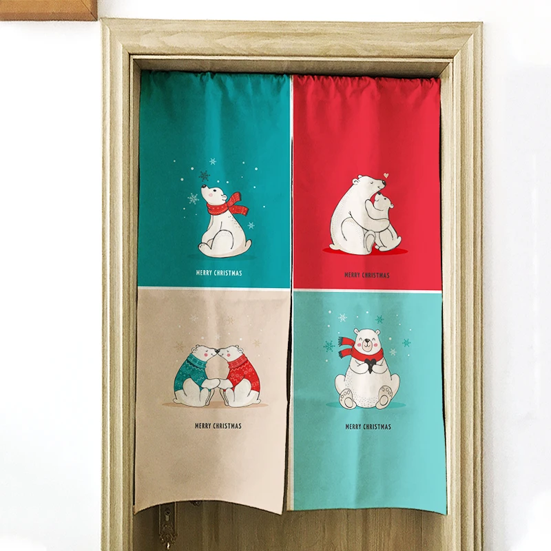 

Creative Japanese Style Embellished Cartoon Hug Bear Printed Door Curtains for Noodle Store Kitchen Room Decoration