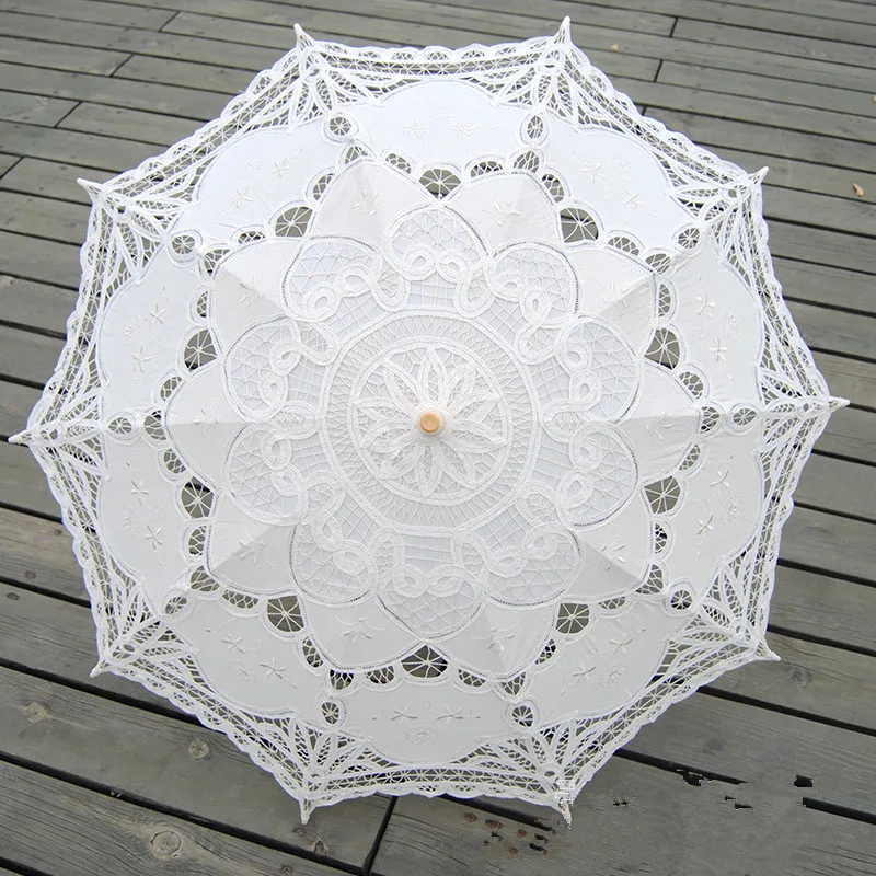 

White Ivory Lace Umbrella Embroidery Bride Umbrella Battenburg Photo Props Wedding Gifts Accessory Wedding Umbrella Decorations