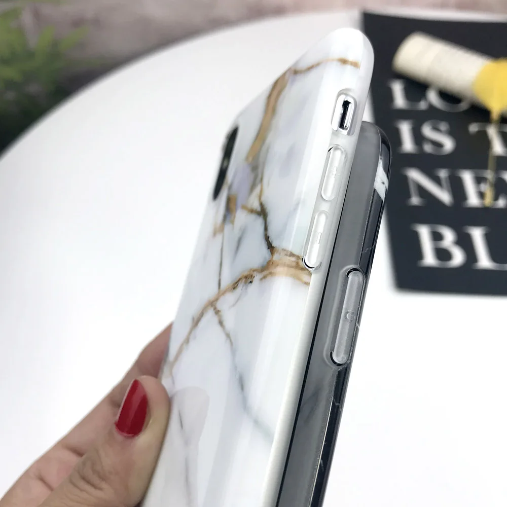 Funda de teléfono de silicona de mármol de lujo 8 para iphone 7 Plus XR funda para iphone X XS Max 6 6 S funda trasera de TPU suave Plus