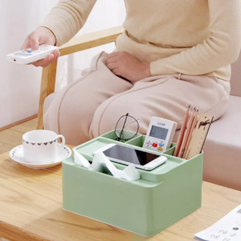 Home Kitchen Plastic Tissue Box Solid Napkin Holder Case Multi-fuction Remote Control Phone Living Room Storage Simple Stylish