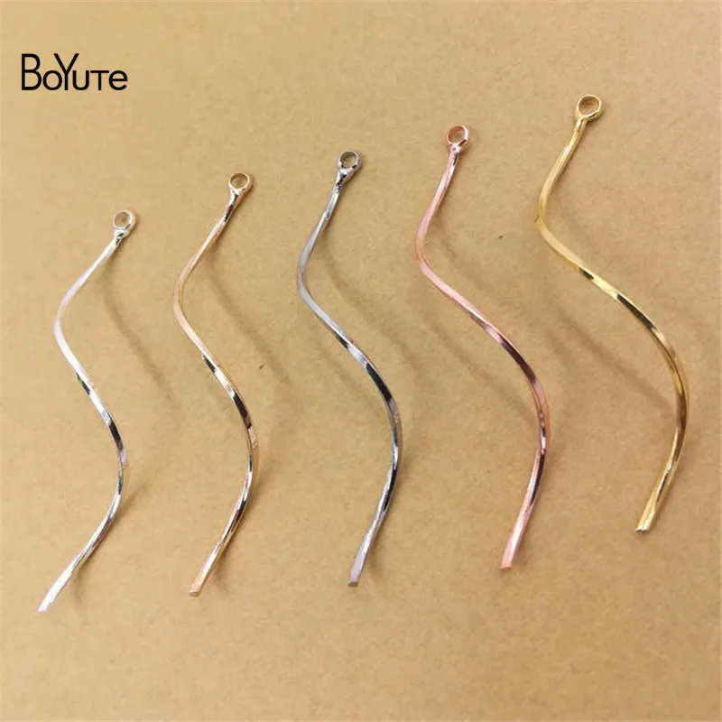 

BoYuTe 20Pcs 1*50MM Metal Copper Earring Accessories Wave Bar Diy Hand Made Material Jewelry Findings