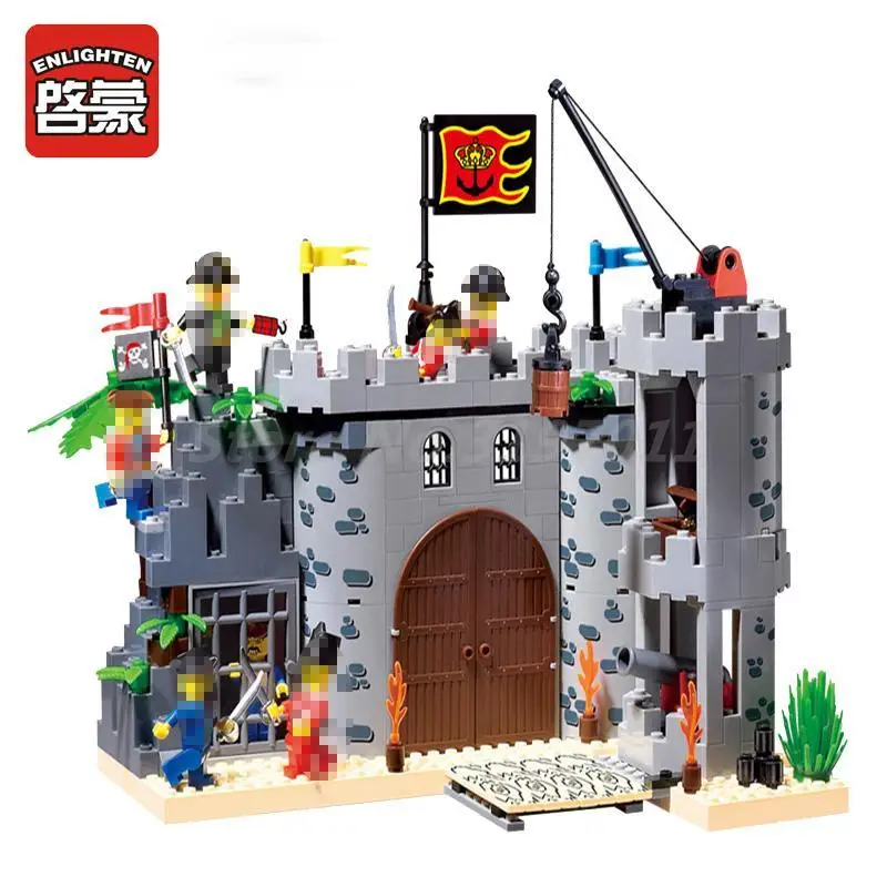 

ENLIGHTEN 310 Pirate Rob Barrack Castle Figure Building Blocks Set 7 Figures 366pcs Bricks Toys Kids Christmas Gifts