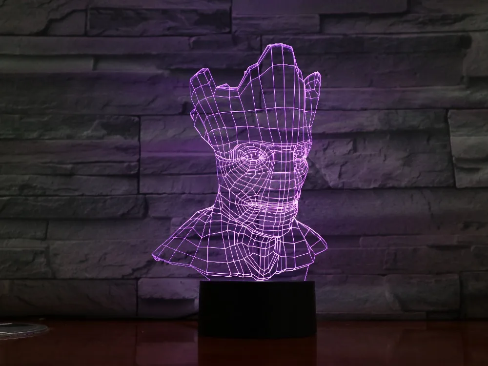 Грут Хэллоуин 3D лампа Оптические иллюзии 7 красочная настольная лампа светодиодный ночник с гравировкой акрил Ночная ремесла дети GX1394
