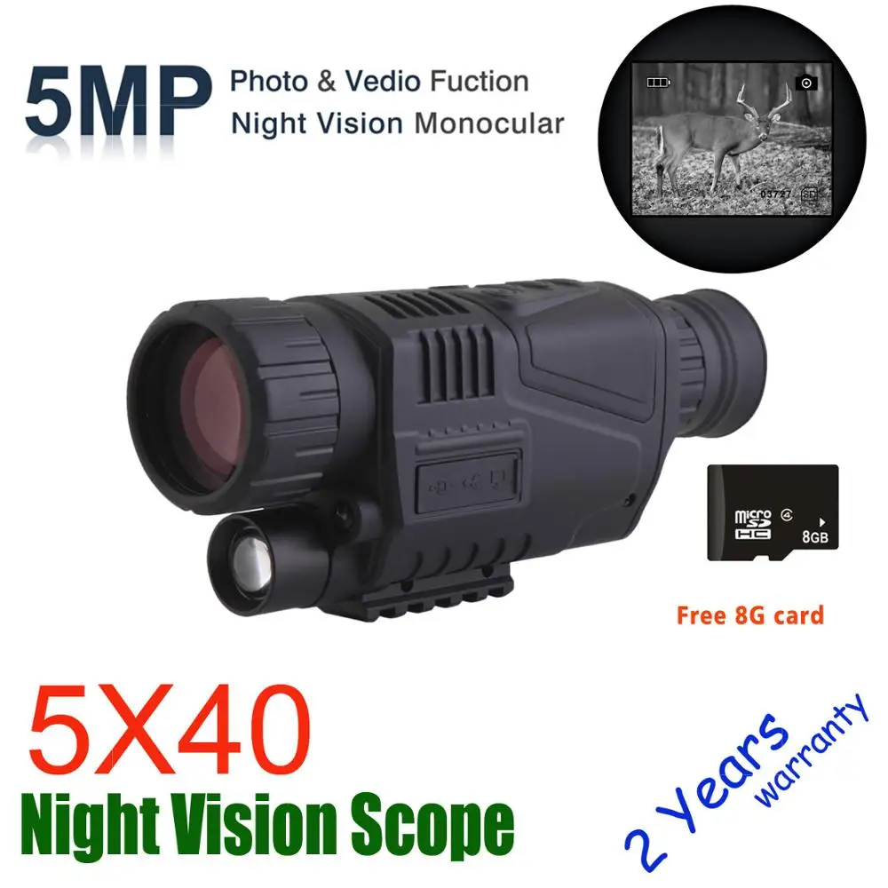 Wildgameplus 5x40 visão noturna digital monocular com