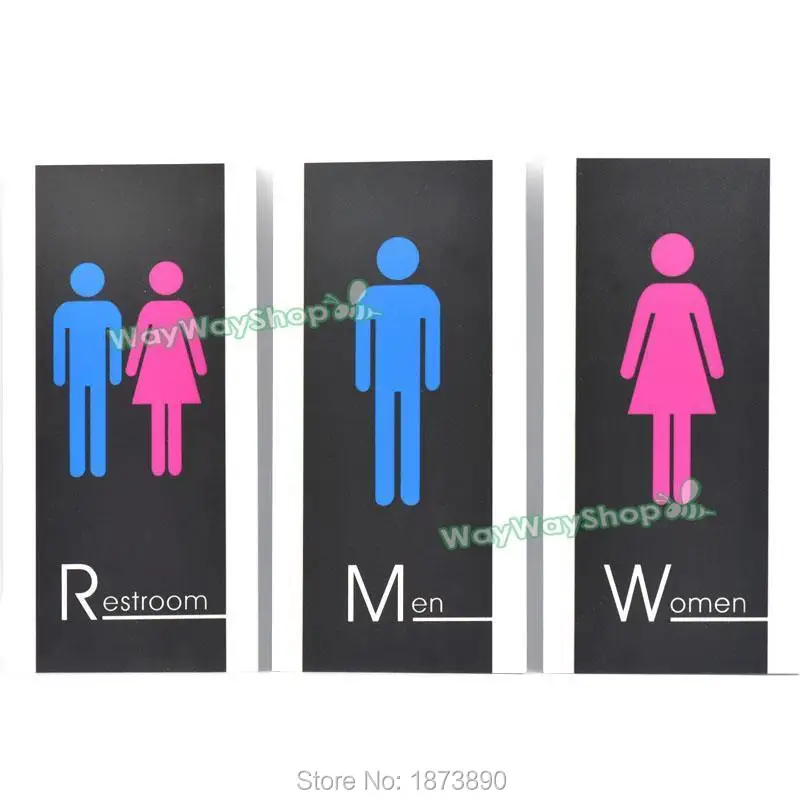 

One Set Men Women Restroom Sign Bathroom PVC Modern Adhesive Unise toilet gender 2 Style 260mm(10.24") x 130mm(5.12") Choice