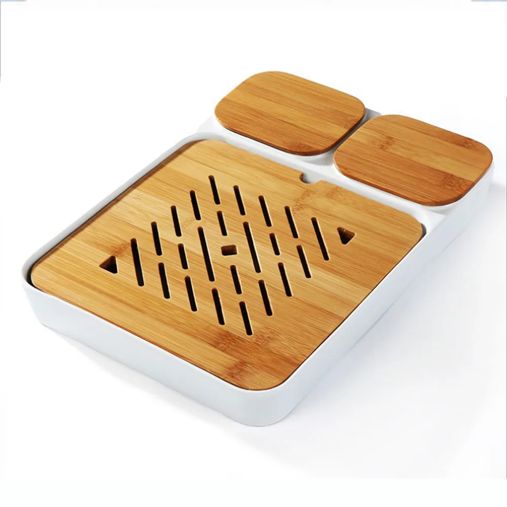 

Creative Semi-manual Bamboo Tea Tray Unique Inlay Small Food Snacks Box Tea Sets Saucer Japanese-style Drain Tea Tray Nice Gifts