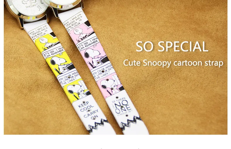 Snoopy модные женские и мужские часы, детские часы, кожаный ремешок, мультяшный подлинный бренд, кварцевые наручные часы, водонепроницаемые часы