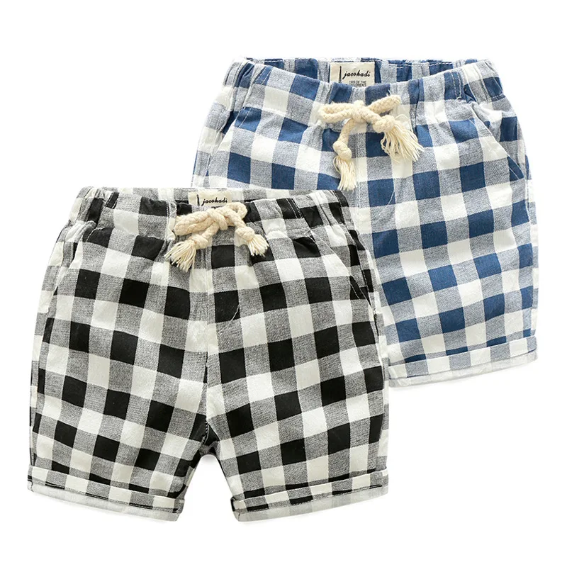 

2018 OLEKID Summer Boys Shorts 100% Cotton Brand Beach Plaid Children's Shorts For 2-7 Years Kids Clothing Teenager Shorts