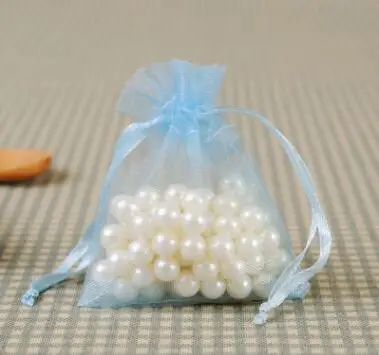 sky blue Модная Сумка из органзы 50 шт. 7x9 9X12 10x15 13x18 см, подарочная упаковка для конфет, упаковка для ювелирных изделий, сумки для свадебного подарка и сумки для ювелирных изделий - Цвет: sky blue