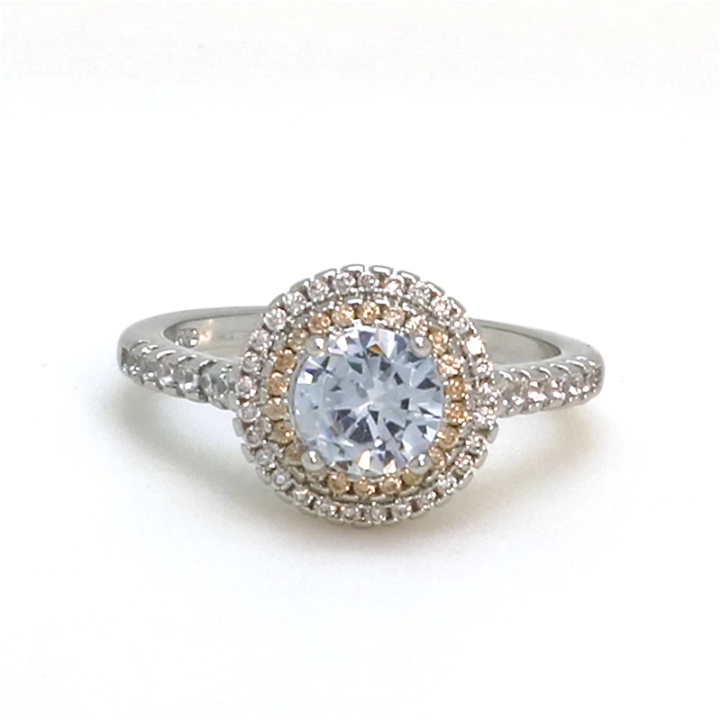 Новое Белое кольцо с камнем, Трендовое круглое розовое/Белое Королевское Кристальное кольцо для женщин, Свадебные/обручальные/вечерние/на день рождения/обещания, ювелирное изделие
