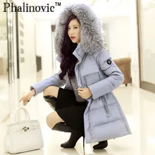 Phalinovic зимнее женское пуховое пальто с капюшоном, меховая куртка, новые женские Роскошные Длинные пуховики, женская утепленная верхняя одежда, парки