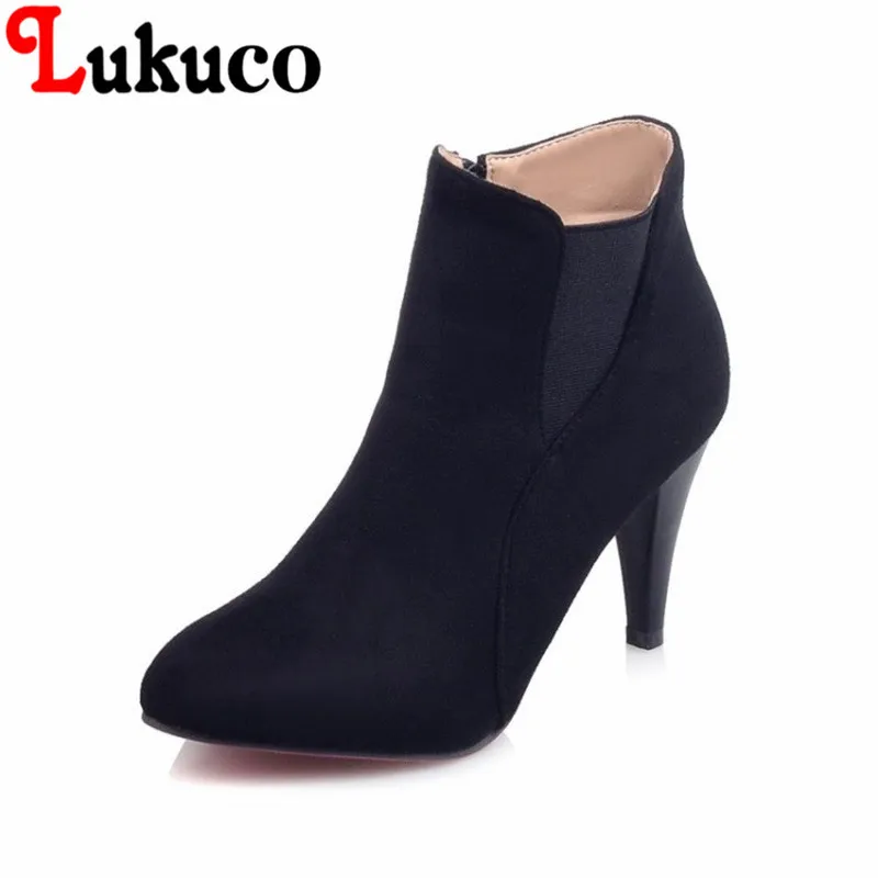 

2017 elegant style Pointed Toe lady shoes size 34-46 Spike Heels Ankle Boots high quality low price super bargain women boots