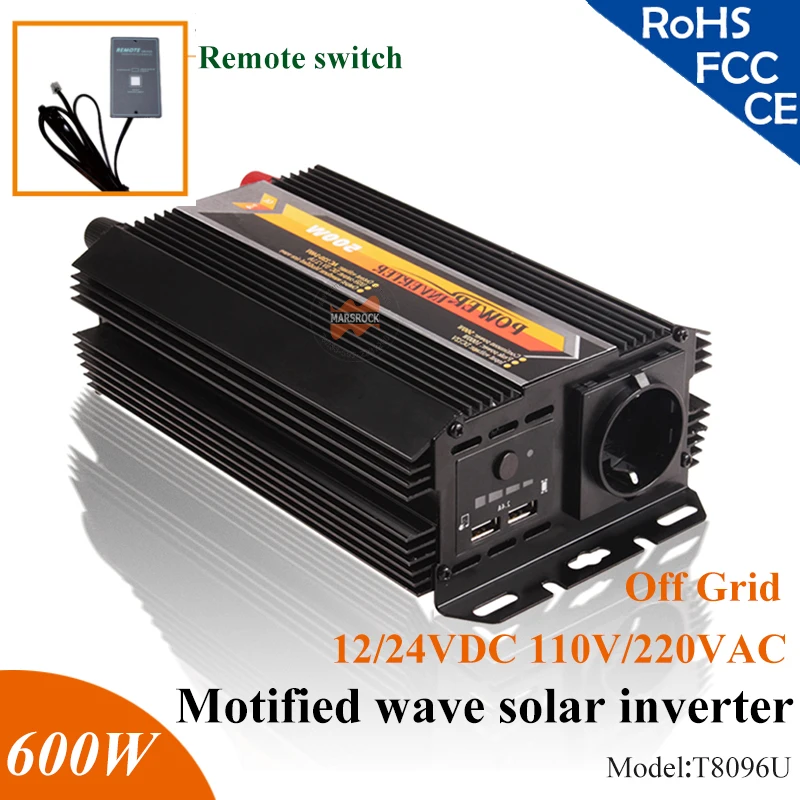 Solar com 5 Modificado Onda Senoidal Inversor Solar Home Use Off Grid Usd 600 w 12 v 24