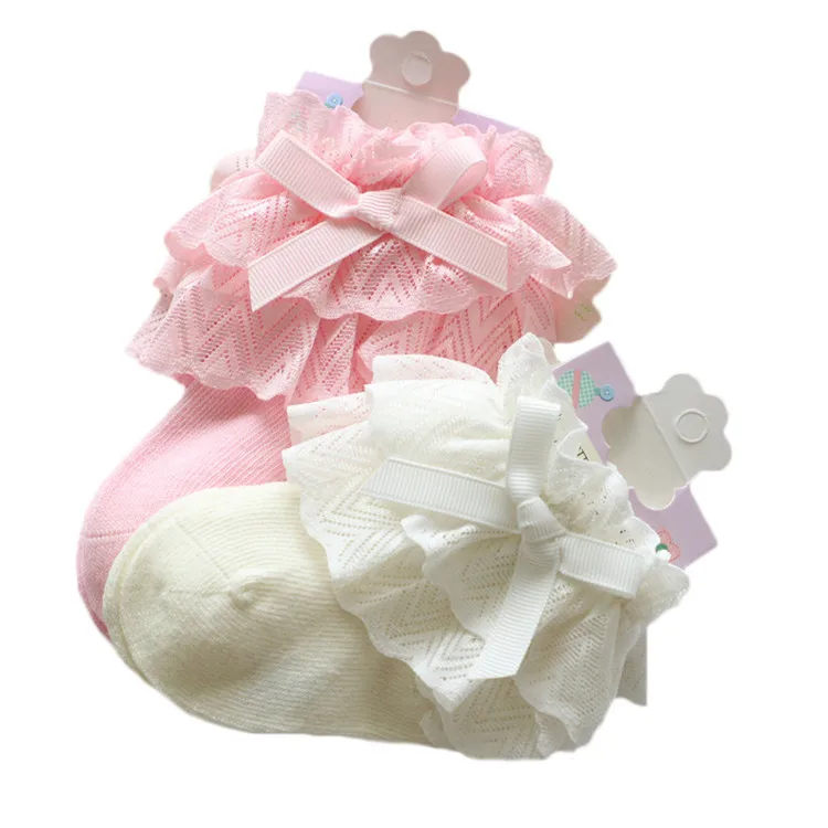 New Baby Girls Socks Cotton Lace Bowknot Infant baby socks Newborn Sweet Princess Style Ruffle Baby Girls Accessories Toddler