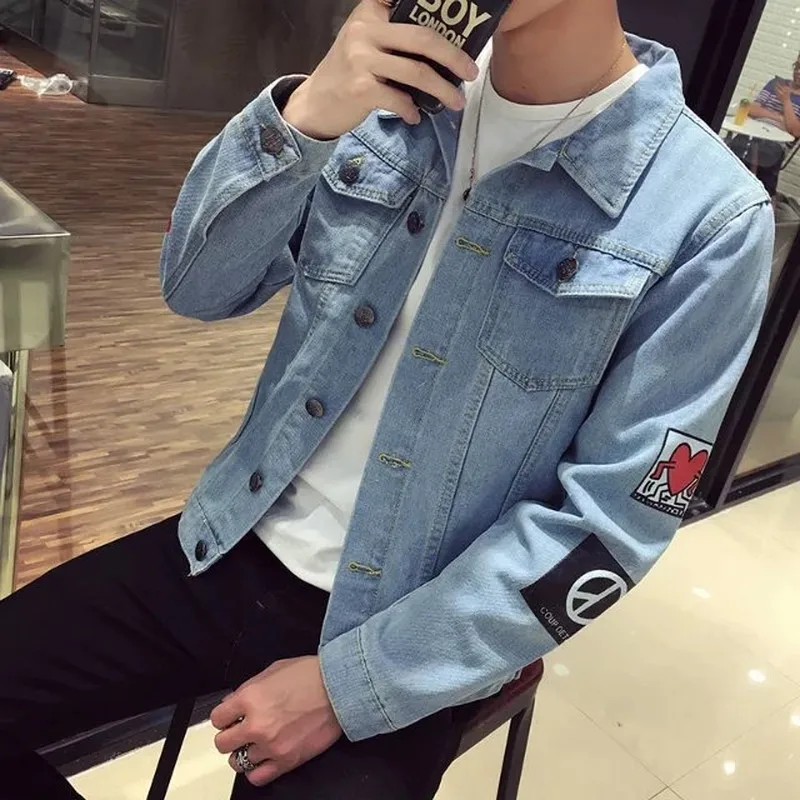 New Casual Sanding Slim Mens Denim Jacket Men's Clothing Bomber Jacket Men Cowboy Men's Jean Jacket Chaqueta Hombre Cotton Jeans