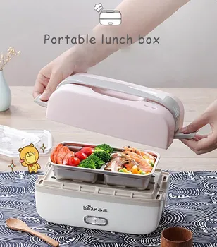 

220V Electric Rice Cooker Portable Kitchen Mini Cooker Electric lunch Box double-layer Heating Heat Preservation Hot Rice