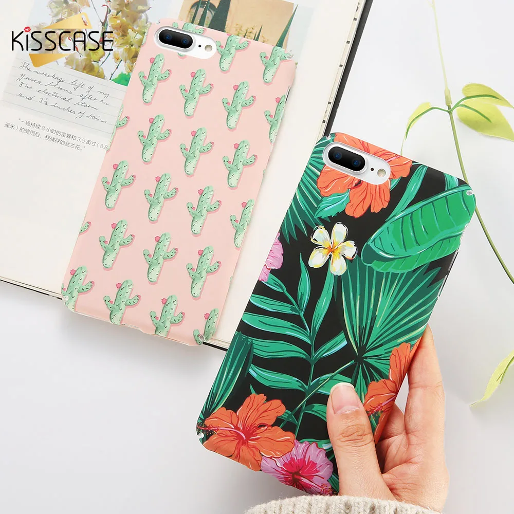 

KISSCASE Pineapple Cactus Patterned Case For iPhone 7 8 Plus X 6 6S Cute Soft Hard PC Shell For iPhone 5 5S SE Phone Accessorie