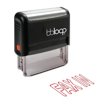 

BBloop "FAX IN" "FAX OUT" Outline Self-Inking Stamp, Rectangular, Laser Engraved, RED