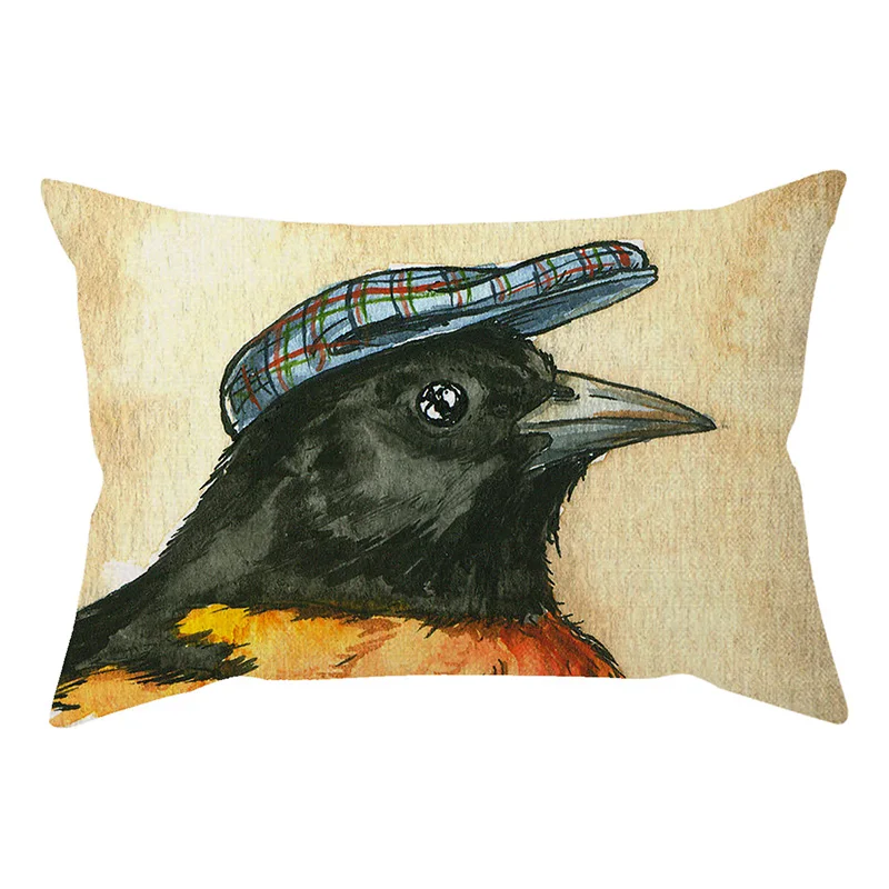 30x50cm Cute Animal Bird Wear a hat Colorful Vintage Sofa Decorative Throw Pillow Case Hen Crow Funny Car Chair Cushion Cover M088-19