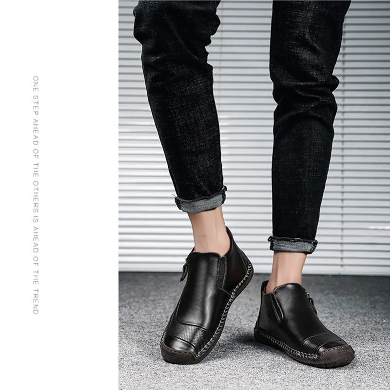 Tanie Merkmak 2019 nowe buty męskie zimowe moda ciepłe botki na co dzień wygodne Zip buty męskie duże rozmiary 39 48 mężczyzn buty