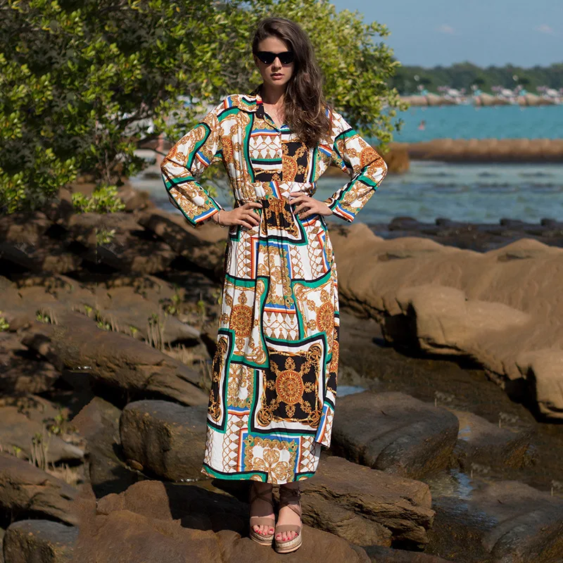 

Swim Cover Up For Women Dresses Summer 2019 Beach Pareo Dress Woman New Skirt Single Breasted Shirt Print Linen Sierra Surfer