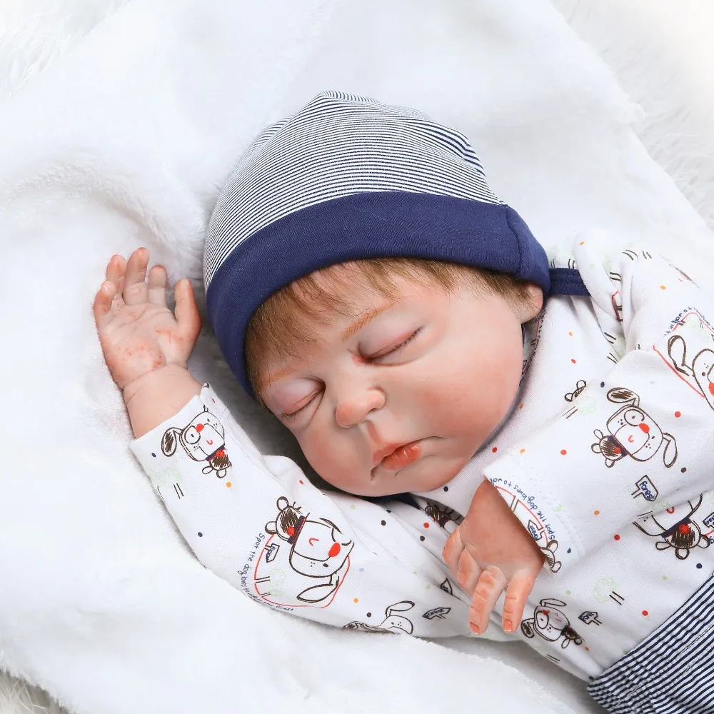 55 см полностью силиконовая кукла Reborn Baby Sleeping Boy 2" Реалистичная Bebe Новорожденные младенцы закрытые глаза водонепроницаемый корпус