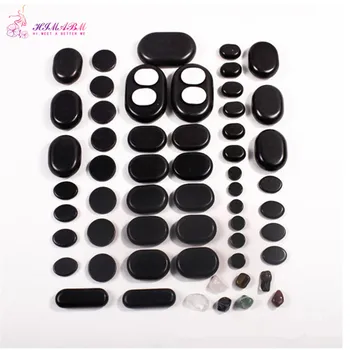 

HIMABM 1 Pack=60 pcs Black energy basalt stone SPA massage for relax health body chakra reiking healing stone health tool