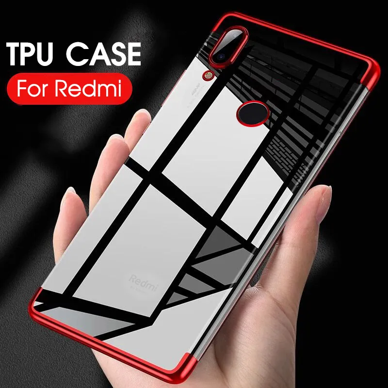 Fashion Clear Silicone TPU Phone Case For Xiaomi Redmi Note 6 5 7 8 Pro 6A 5A 4 4X Plating Soft Cover for S2 Plus | Мобильные