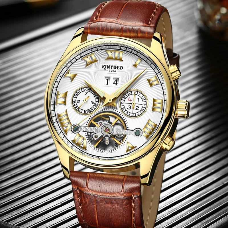 Kinyued الميكانيكية ووتش الرجال التلقائي لف توربيون الأسود اليد الساعات الهيكل العظمي الذكور جلد حزام للماء ساعة اليد Kinyued الميكانيكية ووتش الرجال التلقائي لف توربيون الأسود اليد الساعات الهيكل العظمي الذكور جلد حزام للماء ساعة اليد