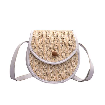 

Ladies Summer Beach Bag Woven Saddle Bag Small Handbag Female Shoulder Messenger Bag