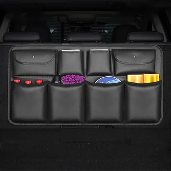 

Universal Car Trunk Organizer Adjustable Backseat Storage Bag Net High Capacity Multi-use PU Auto mobile Seat Back Organizers