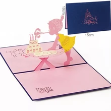 Креативная детская поздравительная открытка ручной работы 3D трехмерное праздничное благословление карта маленькая девочка кошка