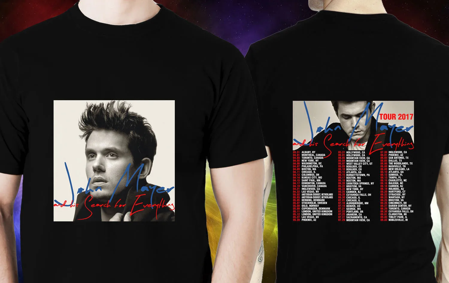 

John Mayer The Search for Everything Tour Dates 2017 Black T Shirt Size S-3XL 2018 New Arrival Men T-Shirt New Top Tee