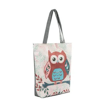 

Summer Cute Owl Print Funny New Women's Canvas Large Capacity Vintage Shoulder Bag Harajuku Cartoon Casual Bags