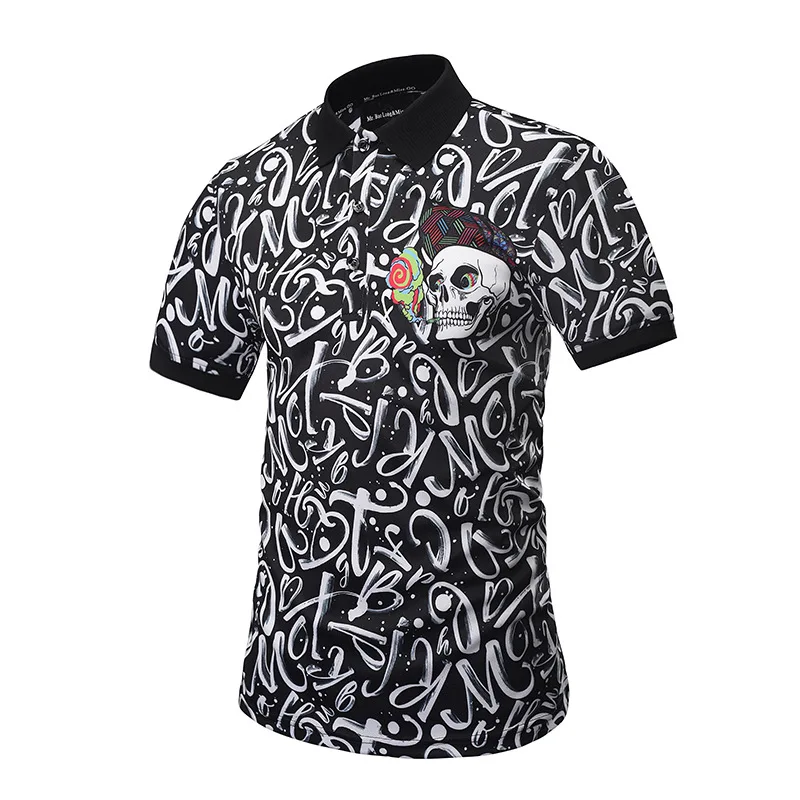 Mr.1991INC рубашки поло для мужчин Пейсли Цветы рубашка с принтом черепа Топы корректирующие летние модные - Цвет: 01