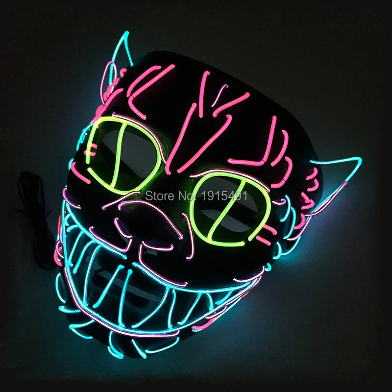 

Bulksale Birthday Party Lights Led String Venetian Animal Cat Mask Funny Dress Up Accessory EL Cold Light Anonymous Kitty Mask