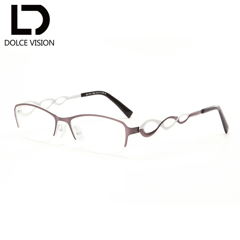 

DOLCE VISION Fashion Prescription Glasses Women Half Frame Metal Optical Photochromic Lens Astigmatism Ladies Corrective Glasses