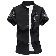 Новое поступление мужская рубашка модная повседневная печать узоры с коротким рукавом рубашка большого размера брендовая мужская одежда плюс размер 4XL 5XL 6XL