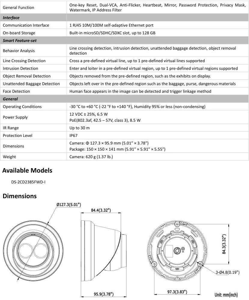 Hikvision 8mp ip-камера видеонаблюдения, DS-2CD2385FWD-I безопасности, видеокамера, защита безопасности 4 K, сетевая ИК-башня