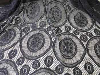 

Black stretch lace fabric charlotte design fabric retro circular lace fabric by the yard