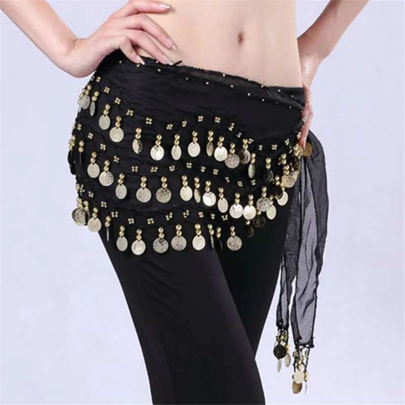 snowshine3 YLS 1PC New 128 Golden Coins Belly Dance Hip Skirt Scarf