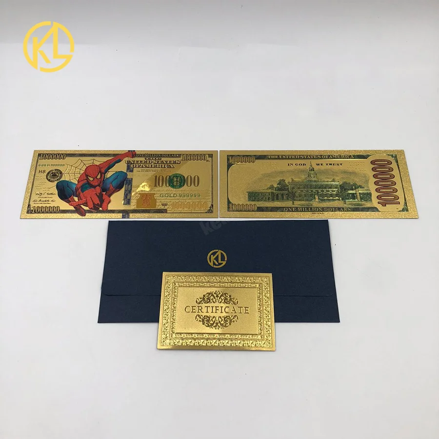 

10 pcs Gift Ideas for Kids 1000000 US dollar Colorful Gold Banknote Gold Plated Banknote Money American Bill Note Original Size
