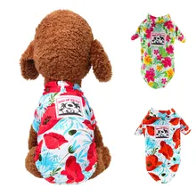 Летние для домашних животных собак Гавайский цветок рубашка щенок Повседневная дышащая тонкая одежда хлопковый жилет Frech Fulldog Домашние животные одежда xs-xl