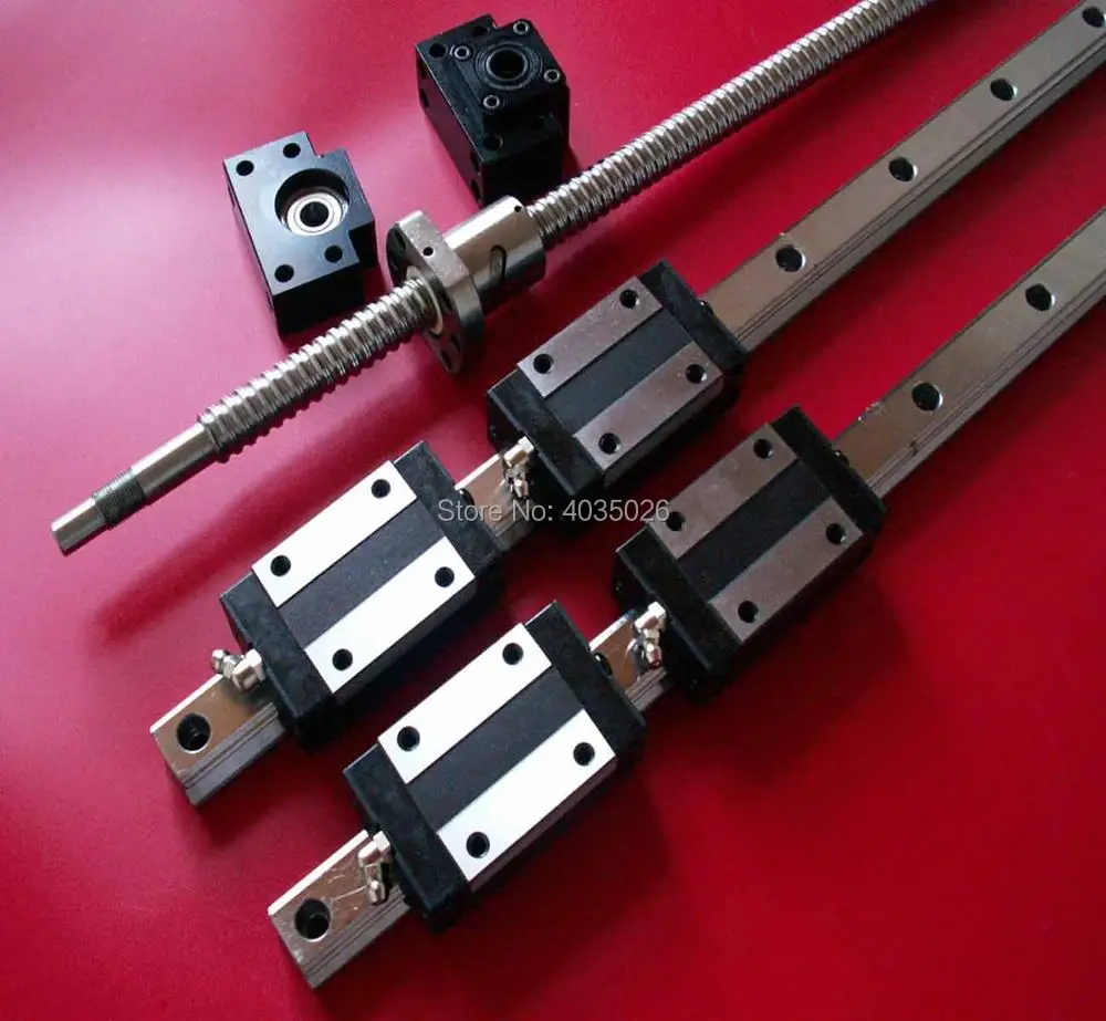 Free shipping HSR20-1700mm Linear Guideway 2 Rail + 16mm ballscrew RM1605-1700mm-C7+BK/BF12 end bearing+ coupling CNC set | Обустройство