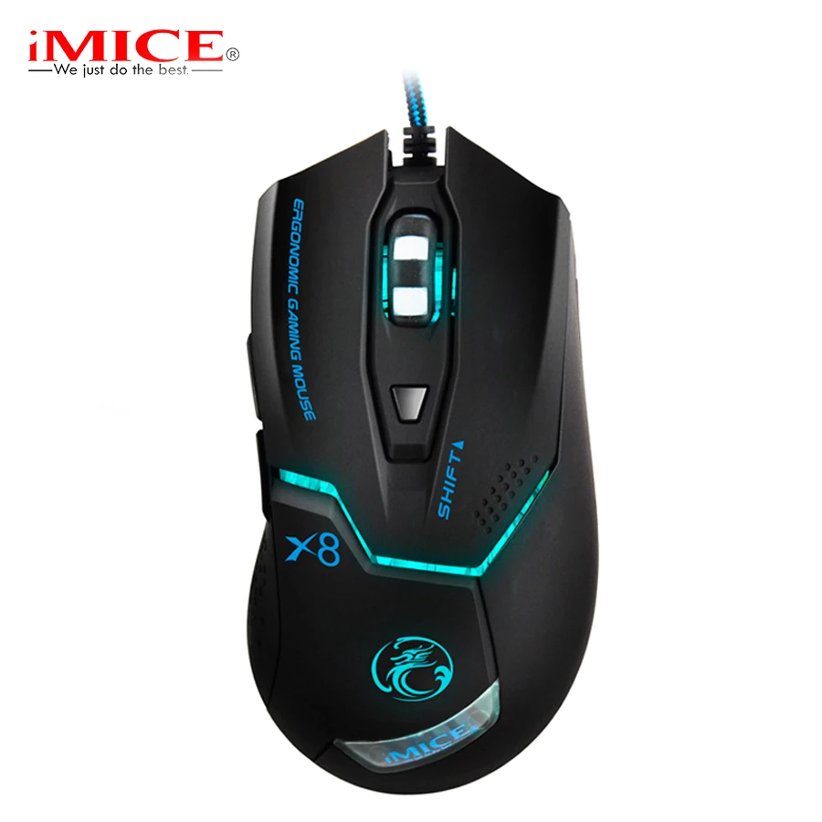  iMice X8 Wired Gaming Mouse 6 Buttons 1200/1600/2400/3200DPI Optical USB Computer Mouse Gamer for P