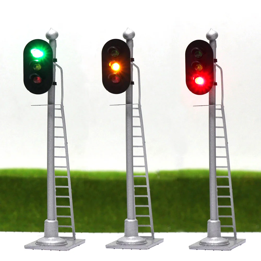 Evemodel 3pcs Model Railroad HO Scale 187 Track Block Signals Green
