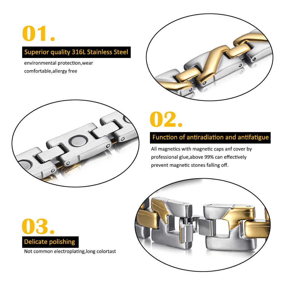 Stainless steel bracelet OSB-008SG  (3)