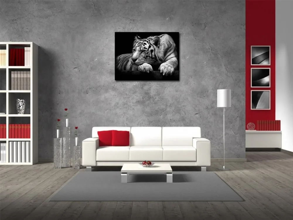 New-Modern-Wildlife-Wall-Painting-Animal-Black-and-White-Tiger-Poster-Paint-on-Canvas-Home-Decor (2)